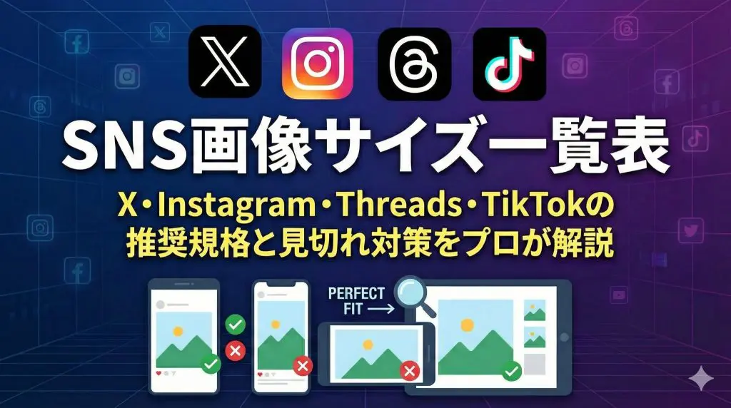 SNS画像サイズ一覧表!X・Instagram・Threads・TikTokの推奨規格と SNS画像サイズ一覧表!X・Instagram・Threads・TikTokの推奨規格と